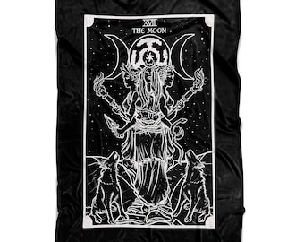 The Goddess Hecate The Moon Tarot Card Blanket Triple Moon Goddess Decor Witch Bedroom Decor Witchy Blanket Pagan Blanket (60" x 50")