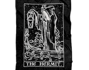 The Hermit Tarot Card Blanket Grim Reaper Halloween Home Decor Gothic Blanket Horror Blanket Spooky Blanket Greek Mythology Gift (80" x 60")