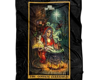 The Goddess Cerridwen The Star Tarot Card Blanket Witch Throw Blanket Witchcraft Blanket Wiccan Blanket Wicca Decor Celtic Throw Blanket