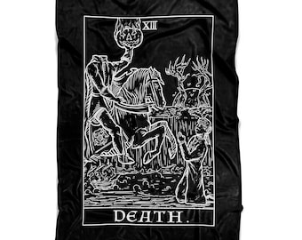 Death Tarot Card Blanket Headless Horseman Halloween Blanket Gothic Blanket Spooky Blanket Horror Goth Witch Home Decor Gift (80" x 60")