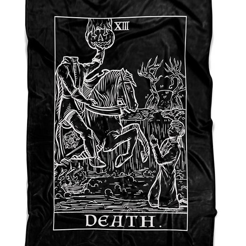 Death Tarot Card Blanket Headless Horseman Halloween Blanket Gothic Blanket Spooky Blanket Horror Blanket Goth Blanket Witch Home Decor Gift