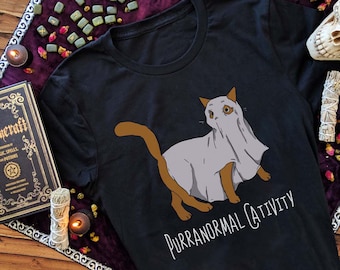 Purranormal Cativity Shirt Cute Halloween Shirt Funny Halloween Shirt Cute Halloween Kitty Tee Halloween Gifts for Women Cute Cat Shirt Gift