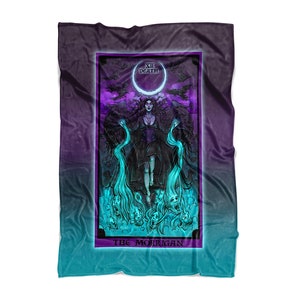 The Morrigan Death Tarot Card Blanket Pastel Goth Decor Witch Throw Blanket Witchy Blanket Witchcraft Gifts for Witches Wiccan Blanket Gift