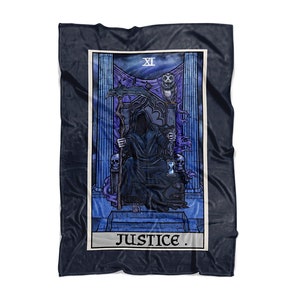 Carta del Tarot de la Justicia Lanzar Manta Grim Reaper Halloween Decoración del Hogar Gótico Lanzar Manta Manta de Terror Manta Bruja Manta Gótica Regalo Espeluznante