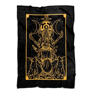 The Goddess Hecate The Moon Tarot Card Blanket Triple Moon Goddess Witchcraft Blanket Wiccan Blanket Witch Blanket Witchy Blanket Pagan Gift