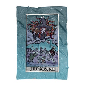 Manta con diseño de carta del Tarot del Juicio, nigromancia, brujería, decoración del hogar, Halloween, manta de bruja, manta de bruja, manta de terror, regalo