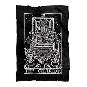 The Chariot Tarot Card Blanket Mummy Halloween Blanket Egyptian Blanket Gothic Home Decor Spooky Blanket Horror Blanket Goth Blanket Gifts
