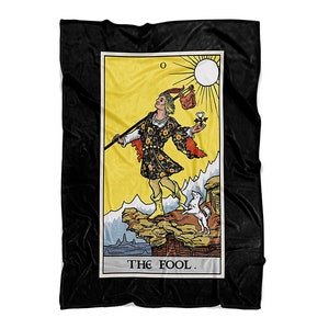 The Fool Tarot Card Throw Blanket Revival Tarot Major Arcana Tarot Blanket Spiritual Blanket Witch Blanket Witchcraft Gifts Witchy Blanket