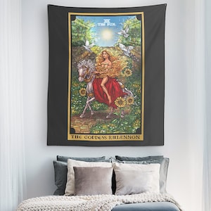 La Dea Rhiannon Il Sole Tarocchi Arazzo Pagan Witch Home Decor Stregoneria Decor Celtic Wall Art Wicca Wiccan Wall Hang (60x50)