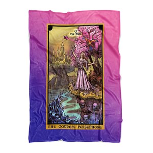 La diosa Perséfone La carta del Tarot tonto Lanzar manta Bruja Decoración del hogar Mitología griega Manta Wiccan Manta Wicca Decoración del hogar Regalos