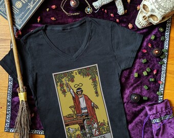 De tovenaar Tarot Card Shirt vrouwen V-hals Revival Tarot Major Arcana Tarot Shirt vrouwen heks Shirt vrouwen Witchy Shirts voor vrouw kleding