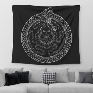 Hekate Wheel Hecate Wall Hanging Tapestry Art Prints Ouroboros Snake Gift for Pagan Witch Art Print Witchcraft Gifts for Witches (59 x 51)