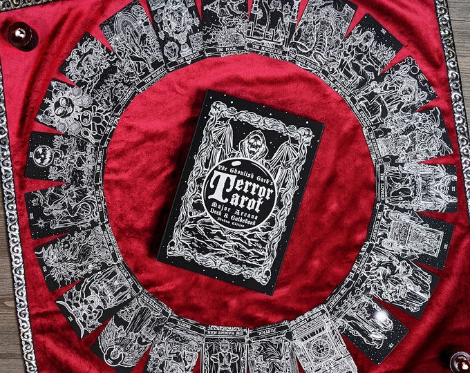 Terror Tarot Deck Shadow Edition - 23 Card Major Arcana Tarot Card Deck and Guidebook - Gothic Halloween Occult Black and White Tarot Deck