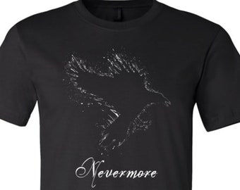 Nevermore Shirt Edgar Allan Poe Shirt Quoth The Raven Shirt Halloween Shirt Macabere Shirt Goth Geschenken voor hem Gotische kleding Vrouwen Plus Size