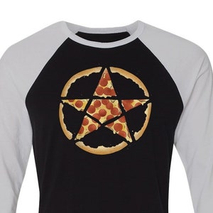 Pizza Pentagram Halloween Long Sleeve Shirt Funny Pizza Shirt Pizza Lover Shirt Witch Clothing Men Halloween Baseball Tee Pizza Shirt Women