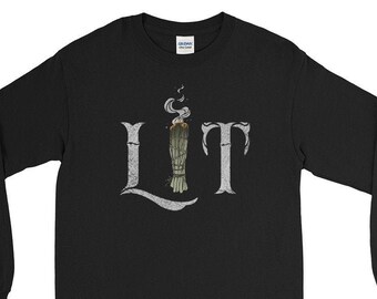 Lit Long Sleeve Shirt Funny Halloween Long Sleeve Sage Shirt Smudge Stick Witch Shirt Witchy Shirt Witchcraft Shirt Wiccan Shirt Wicca Shirt