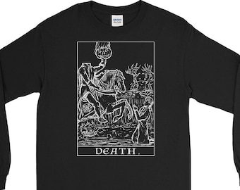 Death Tarot Card Long Sleeve Shirt Headless Horseman The Legend of Sleepy Hollow Halloween Long Sleeve Shirts Horror Long Sleeve Shirt Gift