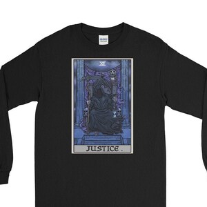 Gerechtigkeit Tarot Karte Langarm Shirt Sensenmann Shirt Halloween Langarm Shirts Horror Langarm Shirt Gothic Langarm Shirt Geschenke