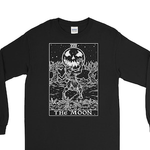 The Moon Tarot Card Long Sleeve Shirt Werewolf Shirt Halloween Long Sleeve Shirts Gothic Long Sleeve Shirt Spooky Horror Long Sleeve Shirt