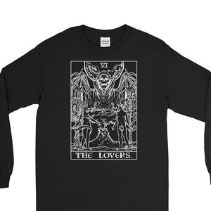 The Lovers Tarot Card Long Sleeve Shirt Grim Reaper Shirt Couple Halloween Long Sleeve Shirts Gothic Long Sleeve Shirt Occult Long Sleeve