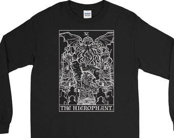 The Hierophant Tarot Card Long Sleeve Shirt Cthulhu Shirt Halloween Long Sleeve Shirts Horror Long Sleeve Shirt Gothic Long Sleeve Shirt