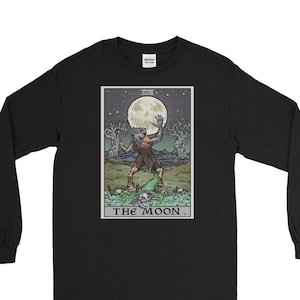 The Moon Tarot Card Long Sleeve Shirt Werewolf Shirt Halloween Long Sleeve TShirt Gothic Long Sleeve Horror Long Sleeve Shirt Spooky Gifts