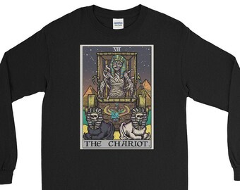 The Chariot Tarot Card Long Sleeve Shirt Halloween Mummy Shirt Spooky Long Sleeve Shirt Witch Long Sleeve Tshirt Horror Long Sleeve Shirt