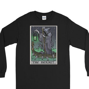 The Hermit Tarot Card Long Sleeve Shirt Grim Reaper Shirt Halloween Long Sleeve Shirt Horror Long Sleeve Shirt Gothic Long Sleeve Shirt Gift