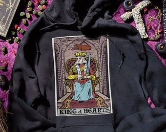 King of Hearts Hoodie Tarot Card Hoodie King and Queen Hoodies for Couple Boyfriend Girlfriend Hoodies Valentines Day Gift for Him Sweater