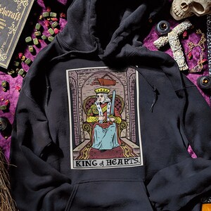 Rey de corazones sudadera con capucha Tarot Card sudadera con capucha rey y reina sudaderas con capucha para pareja novio novia sudaderas con capucha regalo del día de San Valentín para él suéter