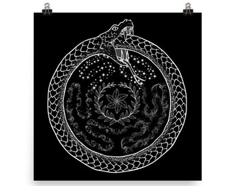 Hecate's Wheel Poster Hekate Art Pagan Decoration Witch Wall Art Ouroboros Poster Witchy Wall Hanging Witchcraft Poster Gifts for Witches