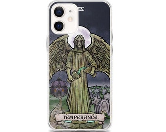 Temperance Tarot Card iPhone 15 Pro Max Plus 14 13 Mini 12 11 X XR XS SE 8 7 Creepy Halloween iPhone Case Spooky Phone Case Goth Phone Case