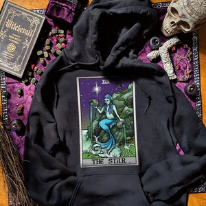 Der Stern Tarot Karte Hoodie Halloween Meerjungfrau Sirene Gorgon Pagan Hexe Kleidung Frauen Plus Größe Geschenke für Hexen Hexerei Geschenk Pastell Goth