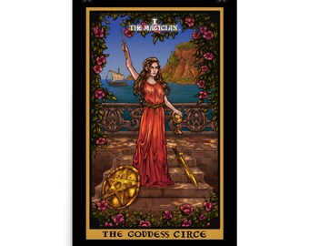 The Goddess Circe The Magician Tarot Card Poster Wiccan Home Decor Pagan Witch Wall Hanging Greek Mythology Art Print Witchcraft Posters