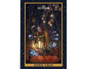 Baba Yaga The Hermit Tarot Card Poster Witch Home Decor Witchcraft Wall Art Slavic Pagan Art Print Wicca Wall Decor Wiccan Altar Witch Gifts