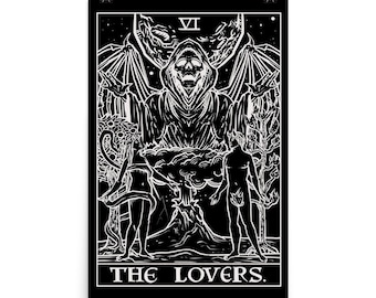 The Lovers Tarot Card Poster Grim Reaper Poster Halloween Bedroom Decor Gothic Posters and Prints Witch Poster Goth Poster Horror Poster