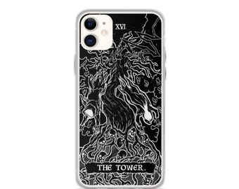 The Tower Tarot Card iPhone Case 15 Pro Max Plus 14 13 Mini 12 11 X XR XS 8 7 SE Halloween Phone Case Spooky Phone Case Ghost Phone Case