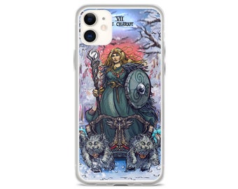 The Goddess Freya The Chariot Tarot Card iPhone Case 15 Pro Max 14 Plus 13 Mini 12 11 X XR XS Witch Phone Case Pagan Phone Case Witchy Gift