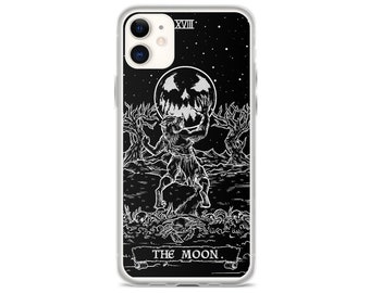 The Moon Tarot Card iPhone Case 16 Pro Max Plus 15 14 Mini 12 11 X XR XS 8 SE Werewolf Goth Halloween Phone Case Gothic Phone Case Spooky