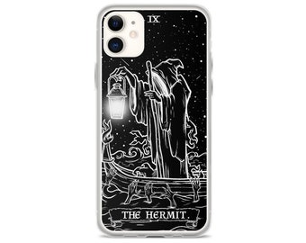The Hermit Tarot Card Phone Case Grim Reaper for Apple iPhone Gothic Occult Gift Spooky Halloween Horror Gifts Goth Pagan Emo Accessories