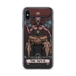 La tarjeta del Tarot del Diablo iPhone Caso 15 Pro Max Plus 14 13 Mini 12 11 X XR XS 8 SE Halloween Teléfono Caso Baphomet Teléfono Caso Goth Teléfono Caso Regalo
