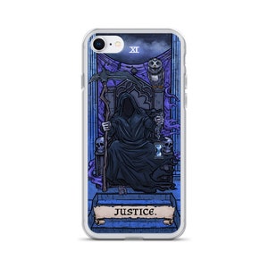 Justice Tarot Card iPhone Case 15 Pro Max Plus 14 13 Mini 12 11 X XR XS SE Halloween Phone Case Grim Reaper Phone Case Goth Phone Case Gift