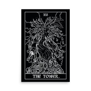 The Tower Tarot Card Poster Skeleton Ghosts Halloween Posters Horror Home Decor Gothic Wall Art Occult Wall Hangings Witchcraft Altar Print