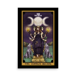 The Goddess Hecate The Moon Tarot Card Poster Witchcraft Home Decor Triple Moon Goddess Hekate's Wheel Wiccan Altar Wall Art Witch Print
