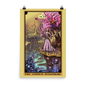 The Goddess Persephone The Fool Tarot Card Poster Pagan Witch Wall Decor Witchy Wall Art Prints Greek Mythology Poster Witchcraft Altar Gift