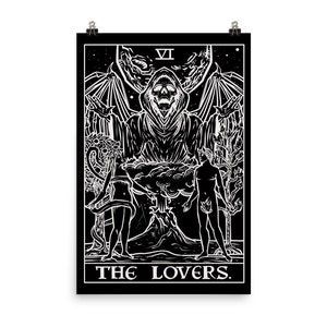 Die Liebenden, Tarot Karte Poster Tod Sensenmann Poster Halloween Schlafzimmer Dekor Gothic Poster Hexe Poster Goth Poster Horror Poster