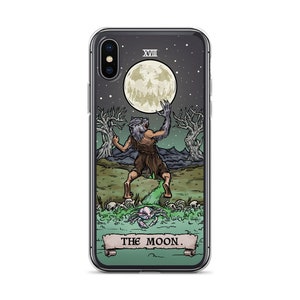 The Moon Tarot Card iPhone Case 15 Pro Max Plus 14 13 Mini 12 11 SE X XR XS 8 Goth Werewolf Halloween Phone Case Spooky Phone Case Goth Gift