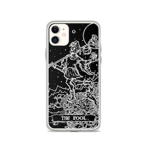 Coque pour iPhone The Fool Tarot Card 15 Pro Max Plus 14 13 Mini 12 11 X XR XS 8 SE Halloween Coque de téléphone gothique Coque effrayante Cadeaux gothiques