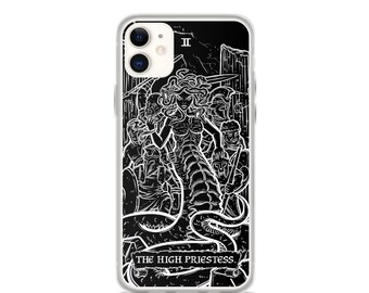 Gothic witch girl head portrait with curly hair and four eyes. iPhone 11 case Gothic witch girl head portrait with curly hair and four eyes. iPhone 11 case