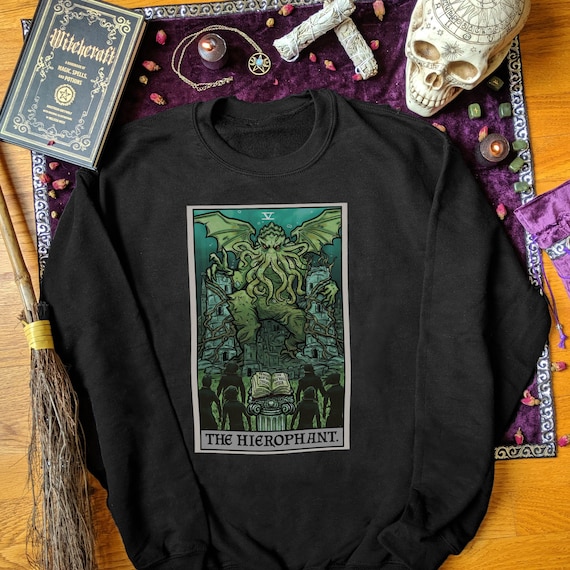 The Hierophant Tarot Card Sweatshirt Cthulhu Halloween Sweatshirts Gothic Clothing Horror Sweatshirt Goth Sweater Occult Sweatshirt Gifts